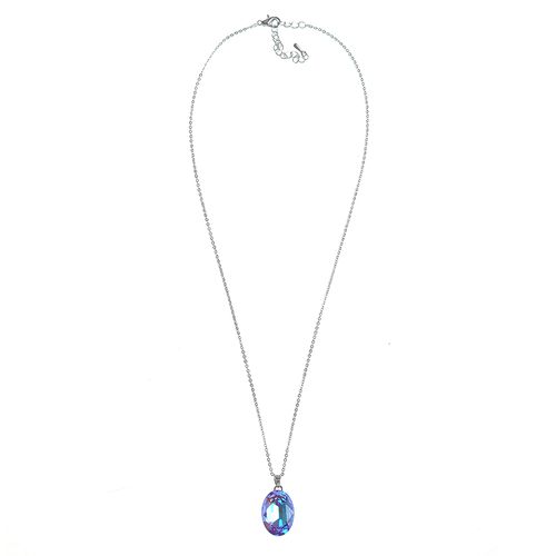 Colier argintiu cu piatra colorata
