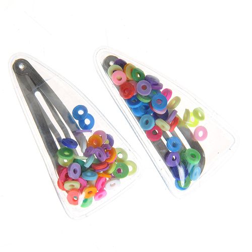 Set 2 clame de par cu cercuri multicolore