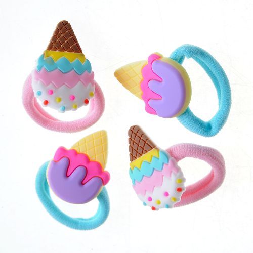 Set 4 elastice de par multicolore cu model inghetata