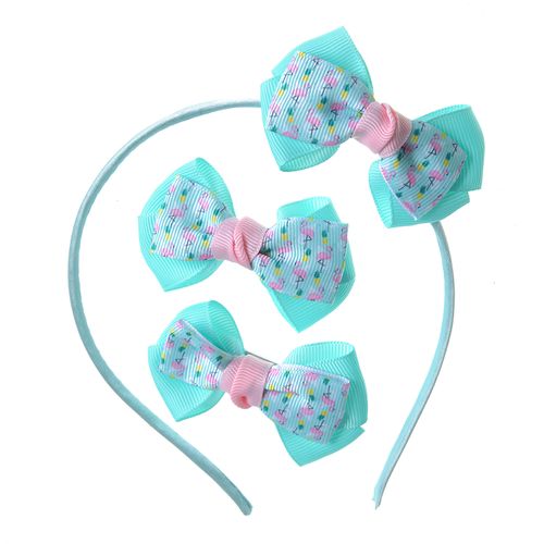 Set 3 accesorii de par cu funde verzi
