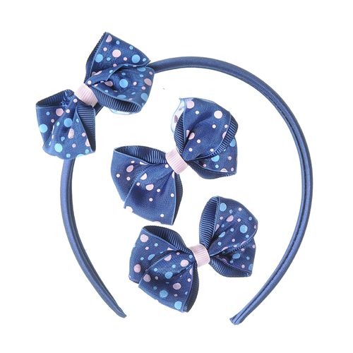 Set 3 accesorii cu fundite bleumarin
