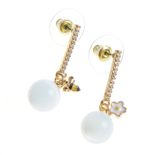 Cercei aurii cu floare si albina