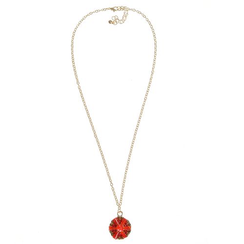 Colier auriu cu pandantiv rosu