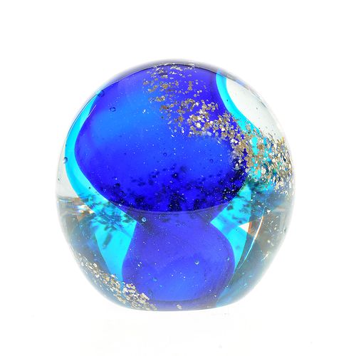 Decoratiune albastra din sticla 8 cm